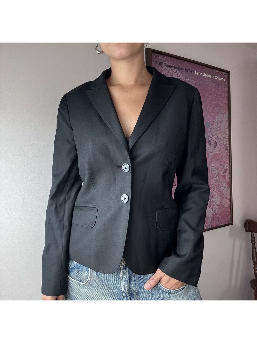 J.Crew Black 100% Wool Tailored Blazer size 8